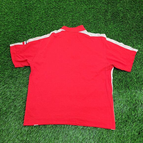 Nautica 1/4 Zip Polo Shirt Large 21x25 Red White Trim Crop - Picture 3 of 14